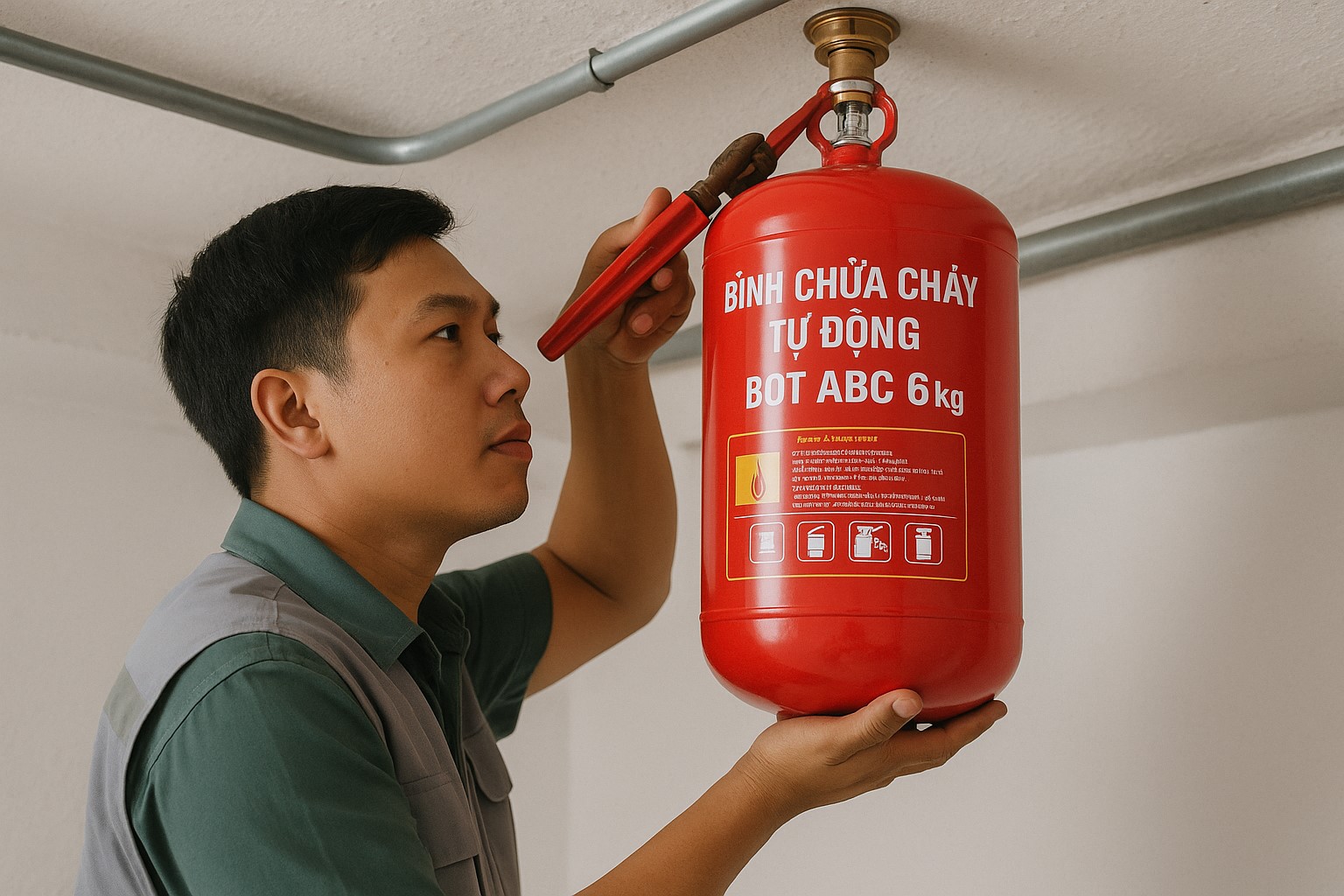 Lắp đặt bình chữa cháy tự động